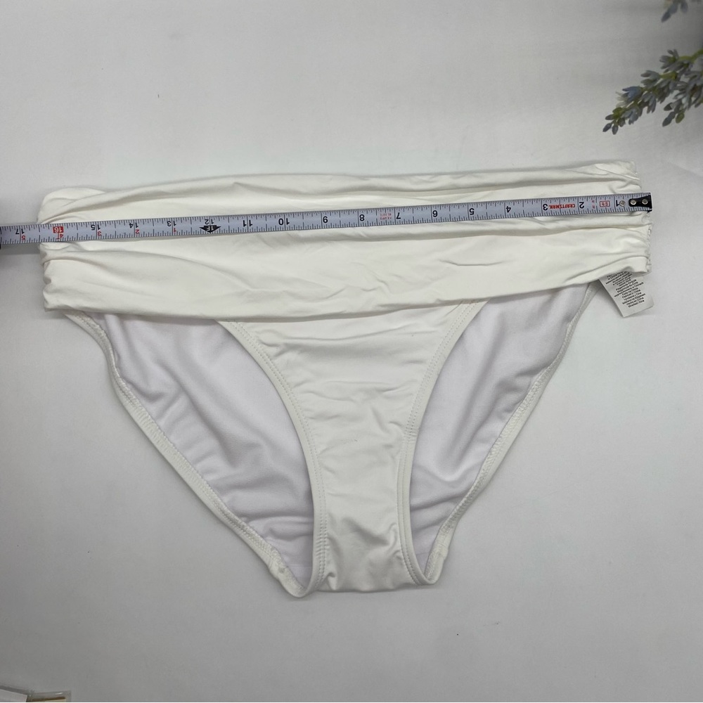 LAUREN Ralph Lauren Beach Club Solids Wider Shirred Banded swim Hipster White 12 - Picture 3 of 7